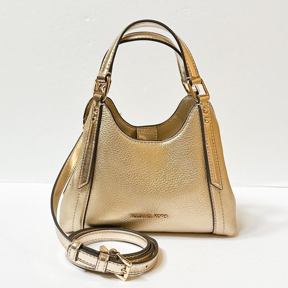 Michael Kors Arlo Small Center Zip Triple Compartment Crossbody Bag Pale Gold - Picture 1 of 14